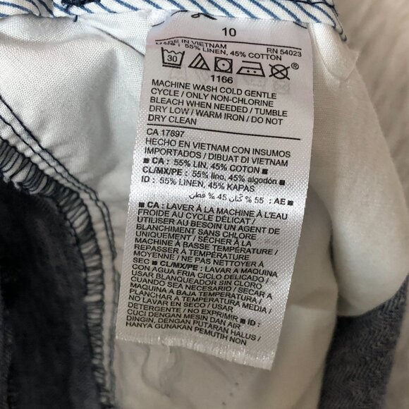 Old Navy Jean Shorts Womens 10 Polka Dot Chambray Flat Front Cotton Linen Blend - Picture 5 of 5